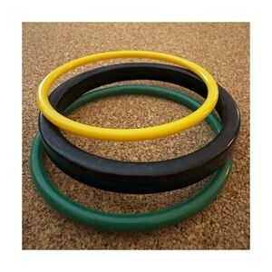 Set of Three Stackable Thin Acrylic Bangles *Yellow Green Black - Jamaican Flag